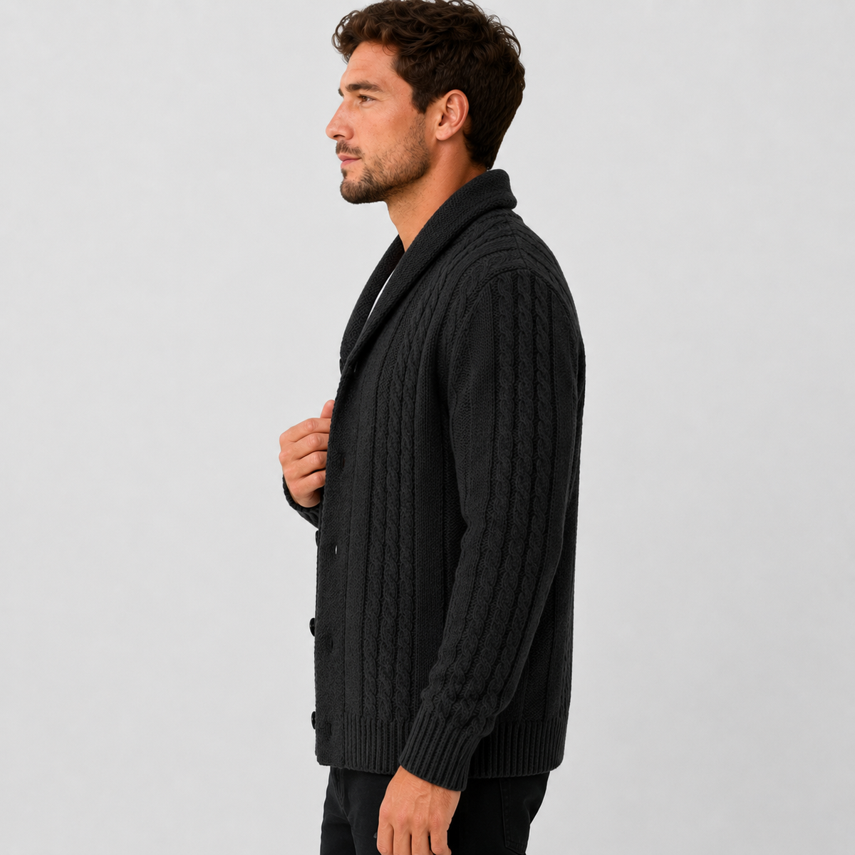 Men's Classic Cable Knit Button-Front Cardigan