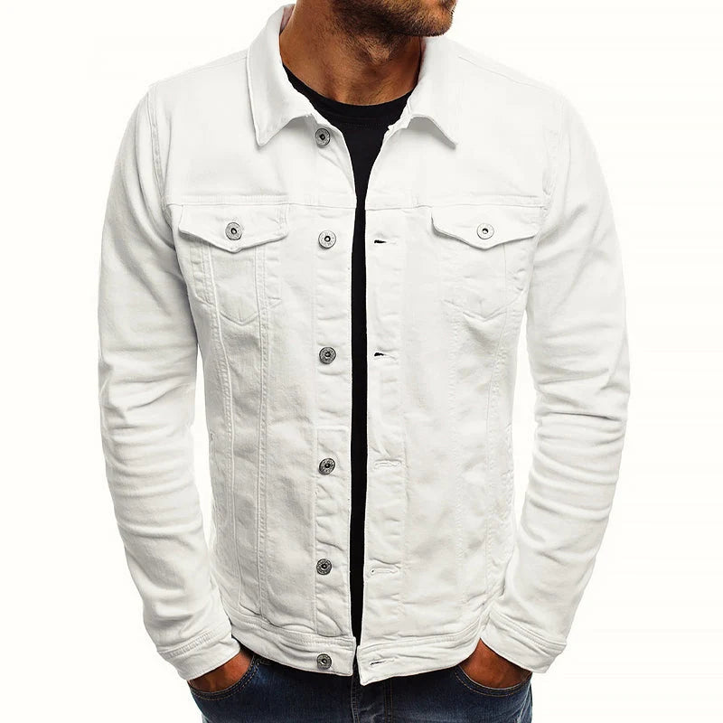 Men's Slim Fit Turn-Down Collar Denim Jacket