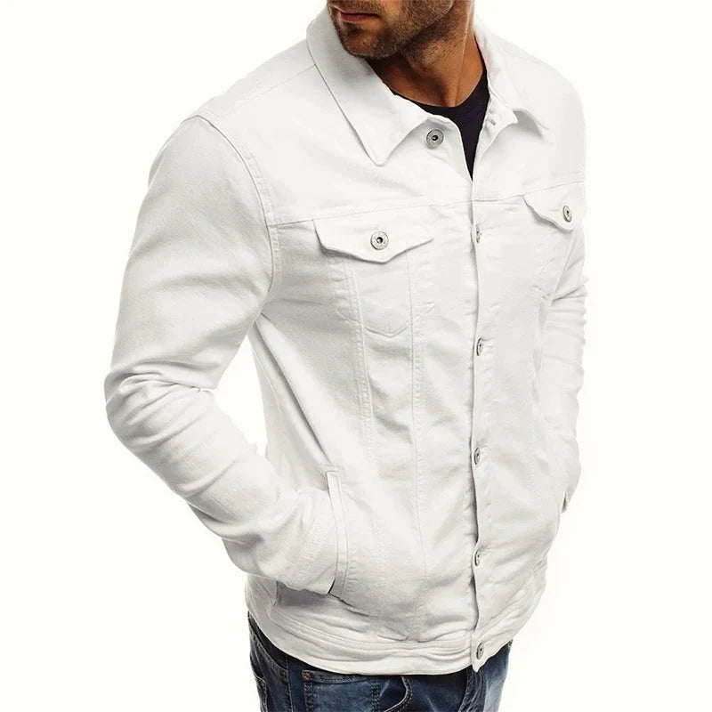 Men's Slim Fit Turn-Down Collar Denim Jacket