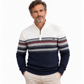 Men's Fair Isle Cable Knit Half-Zip Christmas Jumper in White