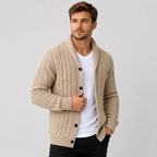 Men's Classic Cable Knit Button-Front Cardigan