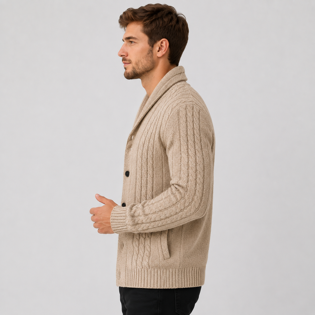 Men's Classic Cable Knit Button-Front Cardigan