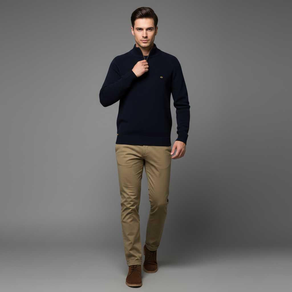 Men's Black Half-Zip Jumper | Slim Fit Knitwear