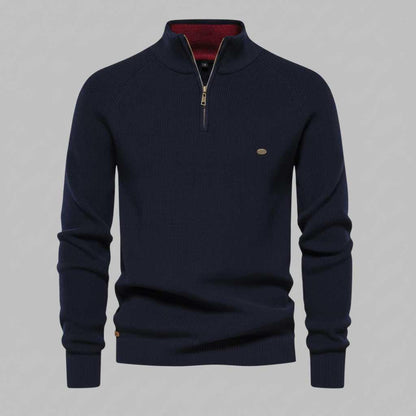 Men's Black Half-Zip Jumper | Slim Fit Knitwear