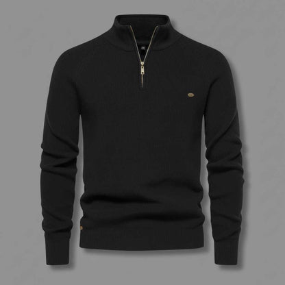 Men's Black Half-Zip Jumper | Slim Fit Knitwear
