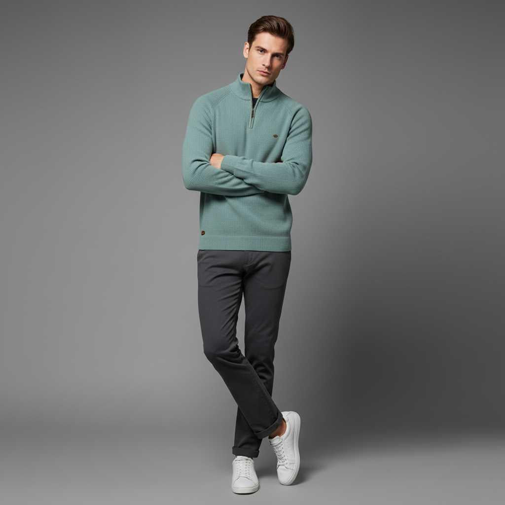 Men's Black Half-Zip Jumper | Slim Fit Knitwear