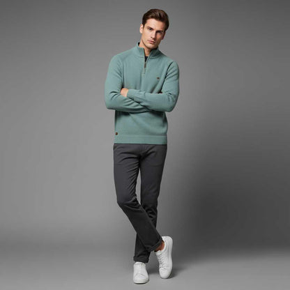 Men's Black Half-Zip Jumper | Slim Fit Knitwear