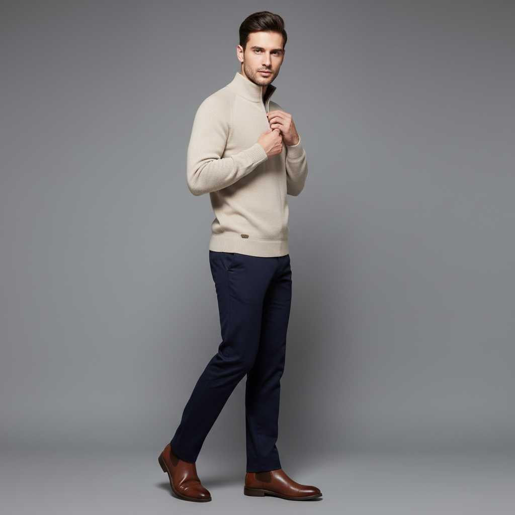 Men's Slim Fit Half-Zip Knit Jumper