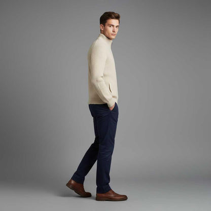 Men's Slim Fit Zip Up Cardigan | Ribbed Knit Design