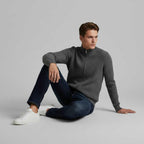Men's Slim Fit Ribbed Zip-Up Cardigan