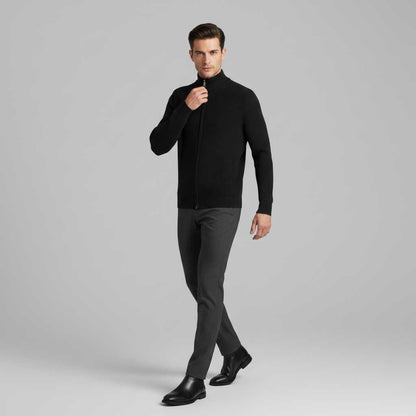 Men's Slim Fit Zip Up Cardigan | Ribbed Knit Design