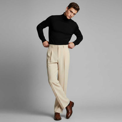 Men's Pleated Trousers | Straight Fit Formal Pants