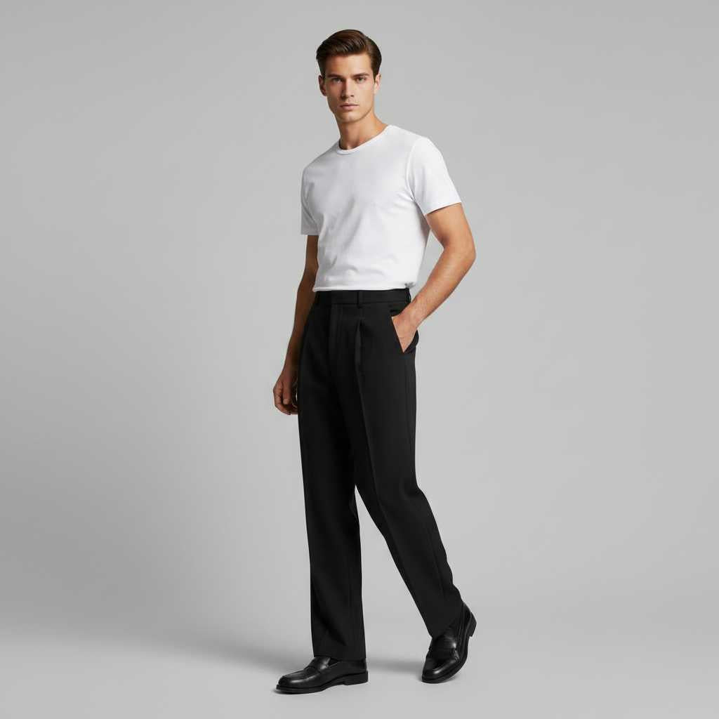 Men's Pleated Straight Fit Smart Trousers