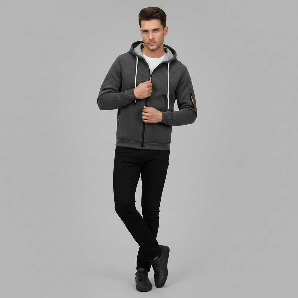 Men's Utility Zip-Up Hoodie with Pockets