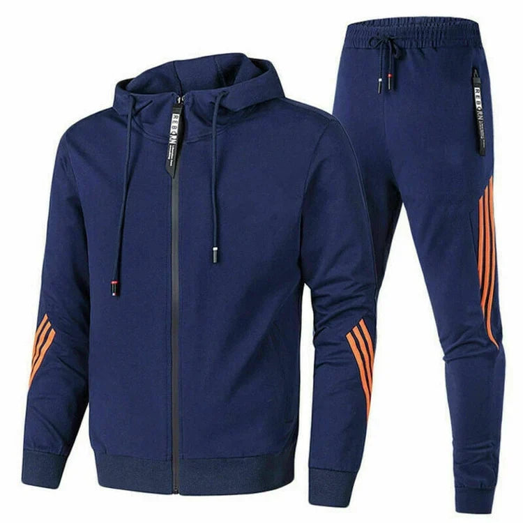 Men's Adjustable Zip-Up Ribbed Tracksuit