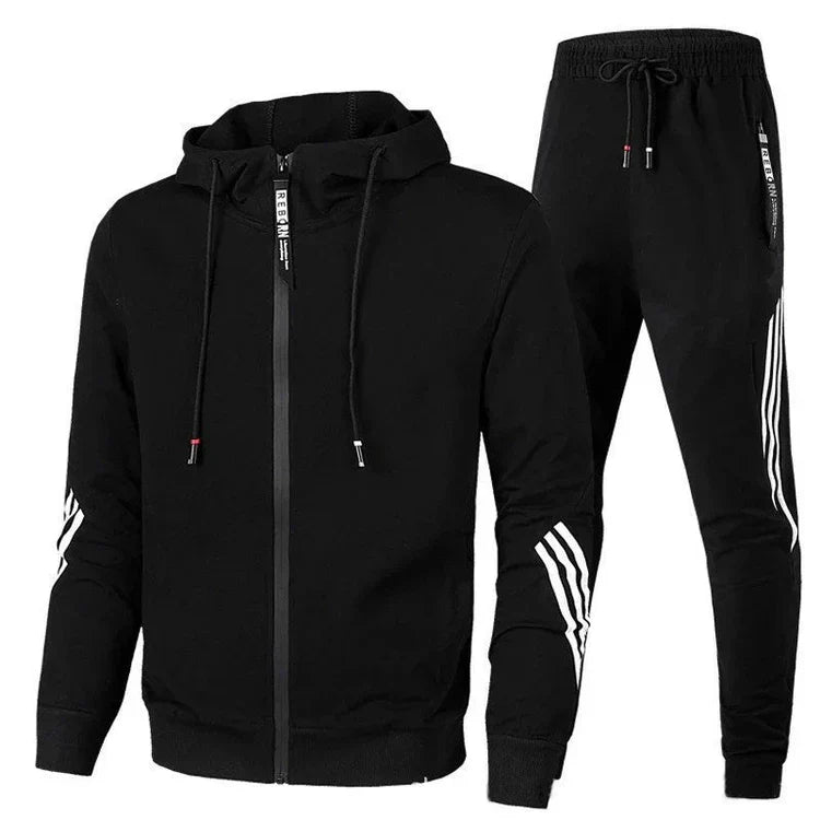 Men's Adjustable Zip-Up Ribbed Tracksuit