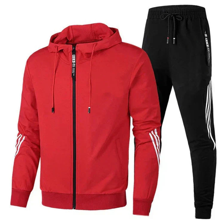 Men's Adjustable Zip-Up Ribbed Tracksuit