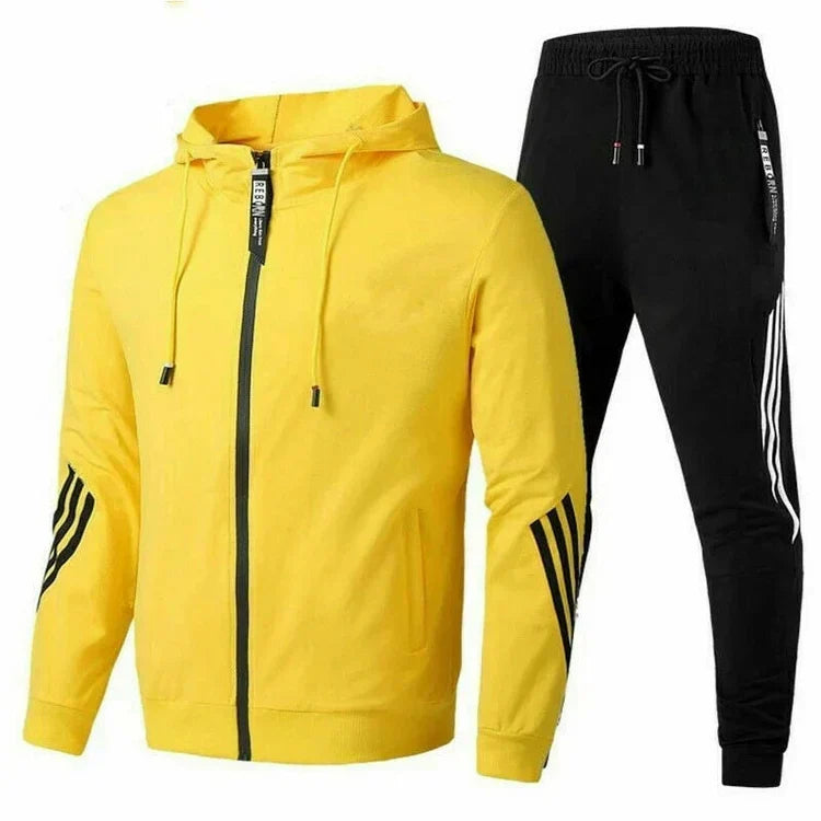 Men's Adjustable Zip-Up Ribbed Tracksuit
