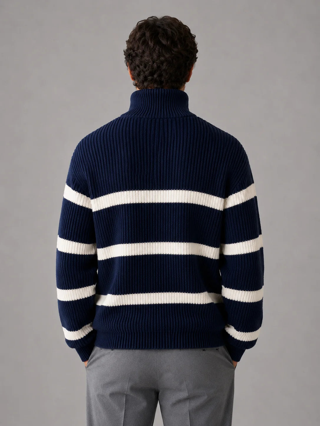 Men's Classic Half-Zip Ribbed Jumper