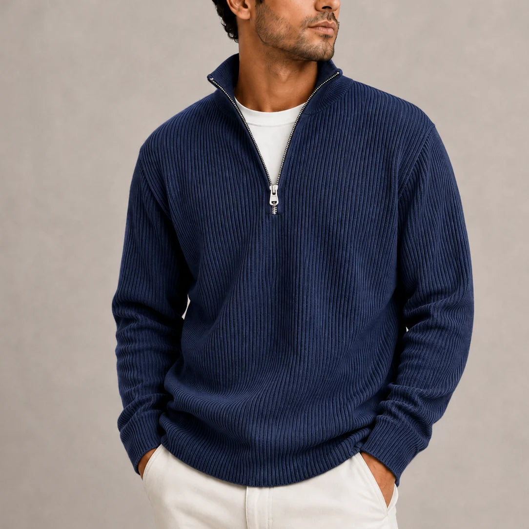 Men's Classic Ribbed Quarter-Zip Jumper