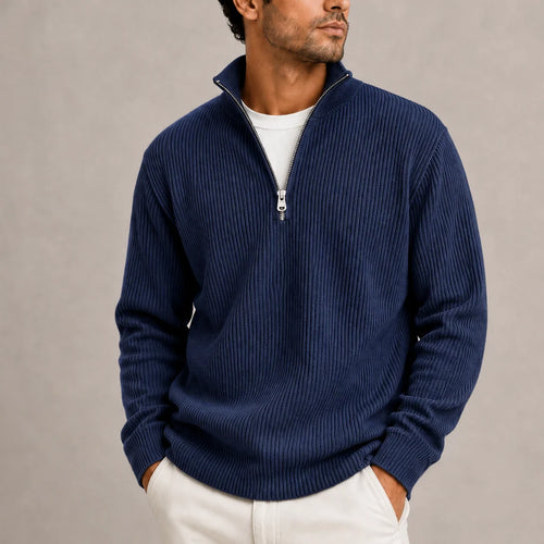 Men's Classic Ribbed Quarter-Zip Jumper