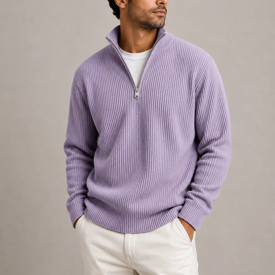 Men's Classic Ribbed Quarter-Zip Jumper