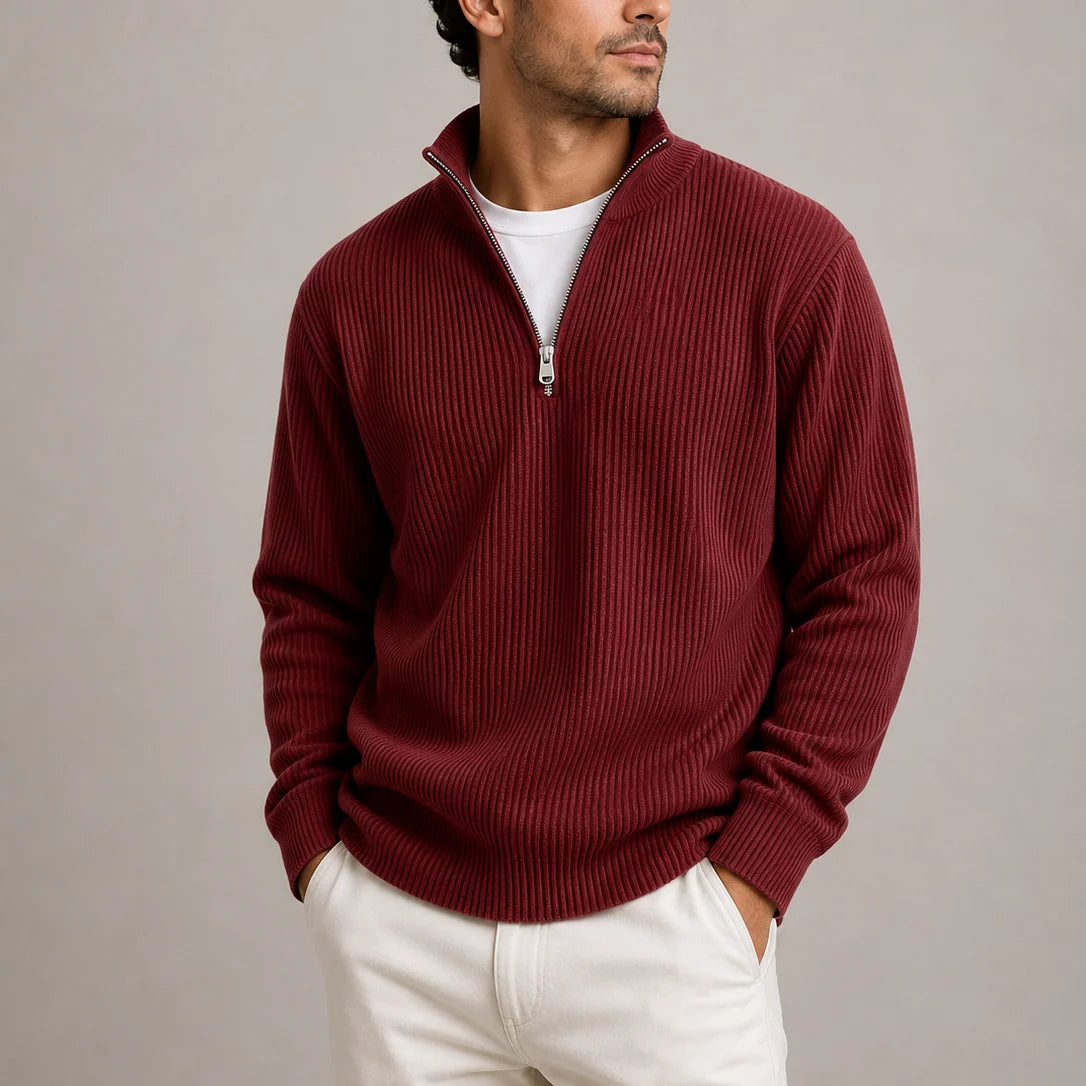 Men's Classic Ribbed Quarter-Zip Jumper