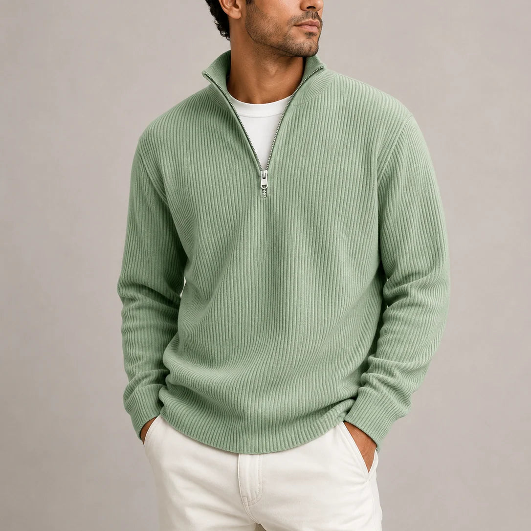 Men's Classic Ribbed Quarter-Zip Jumper