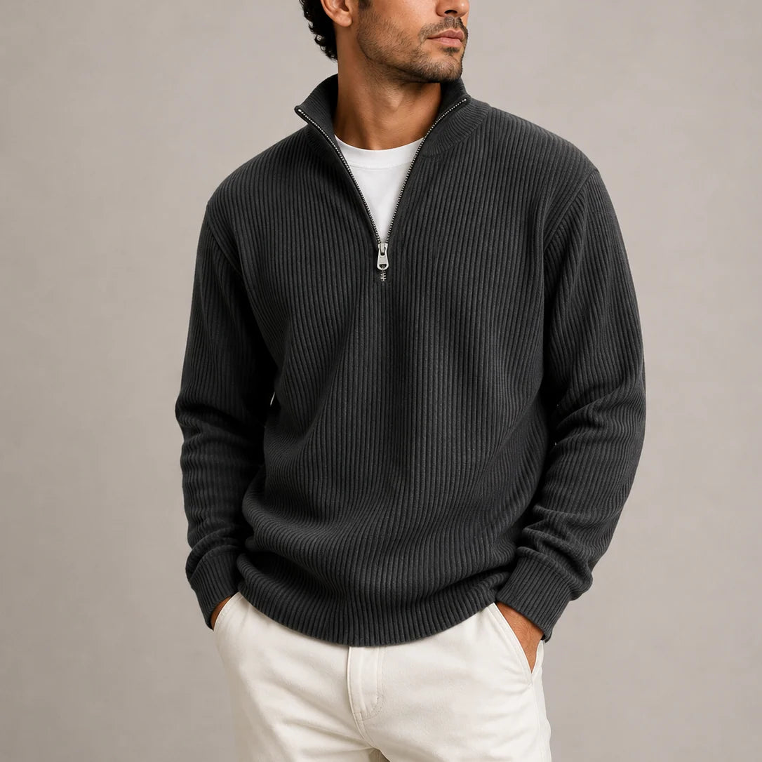Men's Classic Ribbed Quarter-Zip Jumper