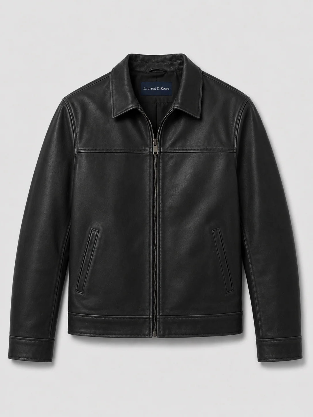 Men's Loose Fit Leather Zip-Up Pilot Jacket