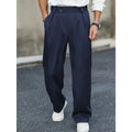 Men's Relaxed Fit Double-Button Wide-Leg Trousers