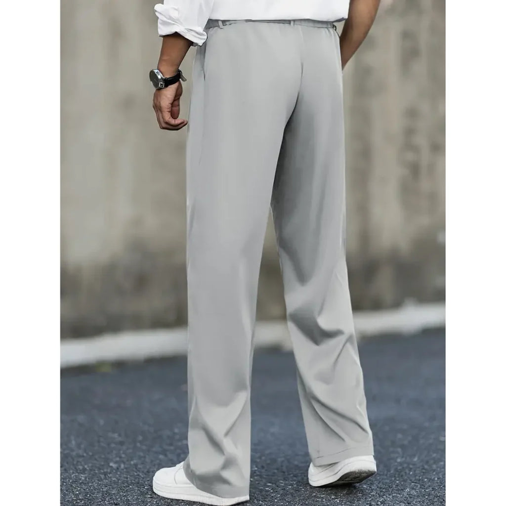 Men's Relaxed Fit Double-Button Wide-Leg Trousers