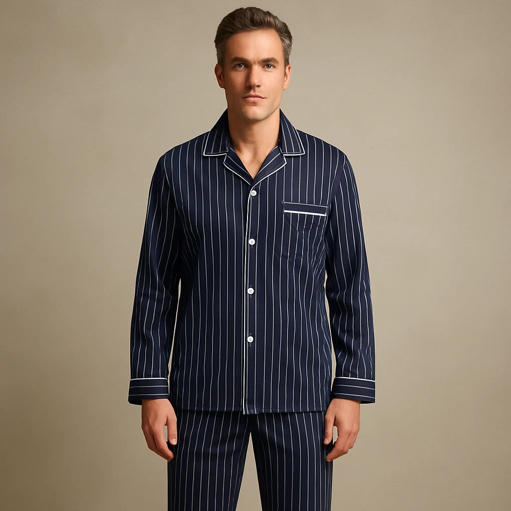 Men's Relaxed Fit Striped Long Sleeve Pyjamas