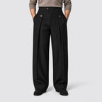 Men's Relaxed Fit Wide Leg Front Pleat Trousers