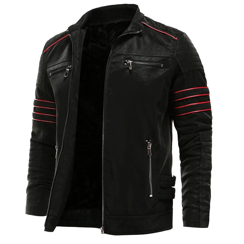 Men's Slim Fit Leather Zip-Up Jacket