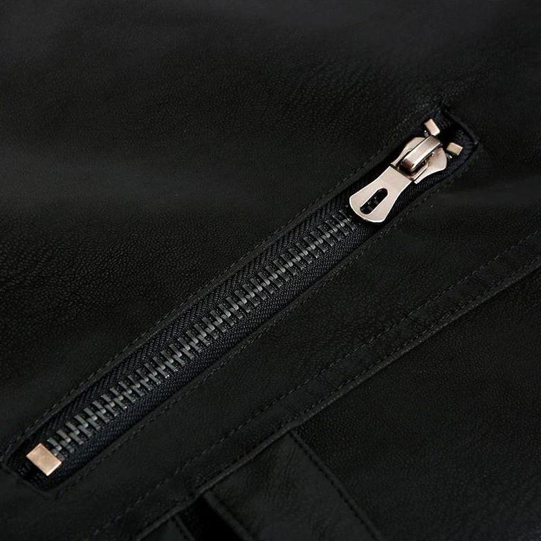 Men's Slim Fit Leather Zip-Up Jacket
