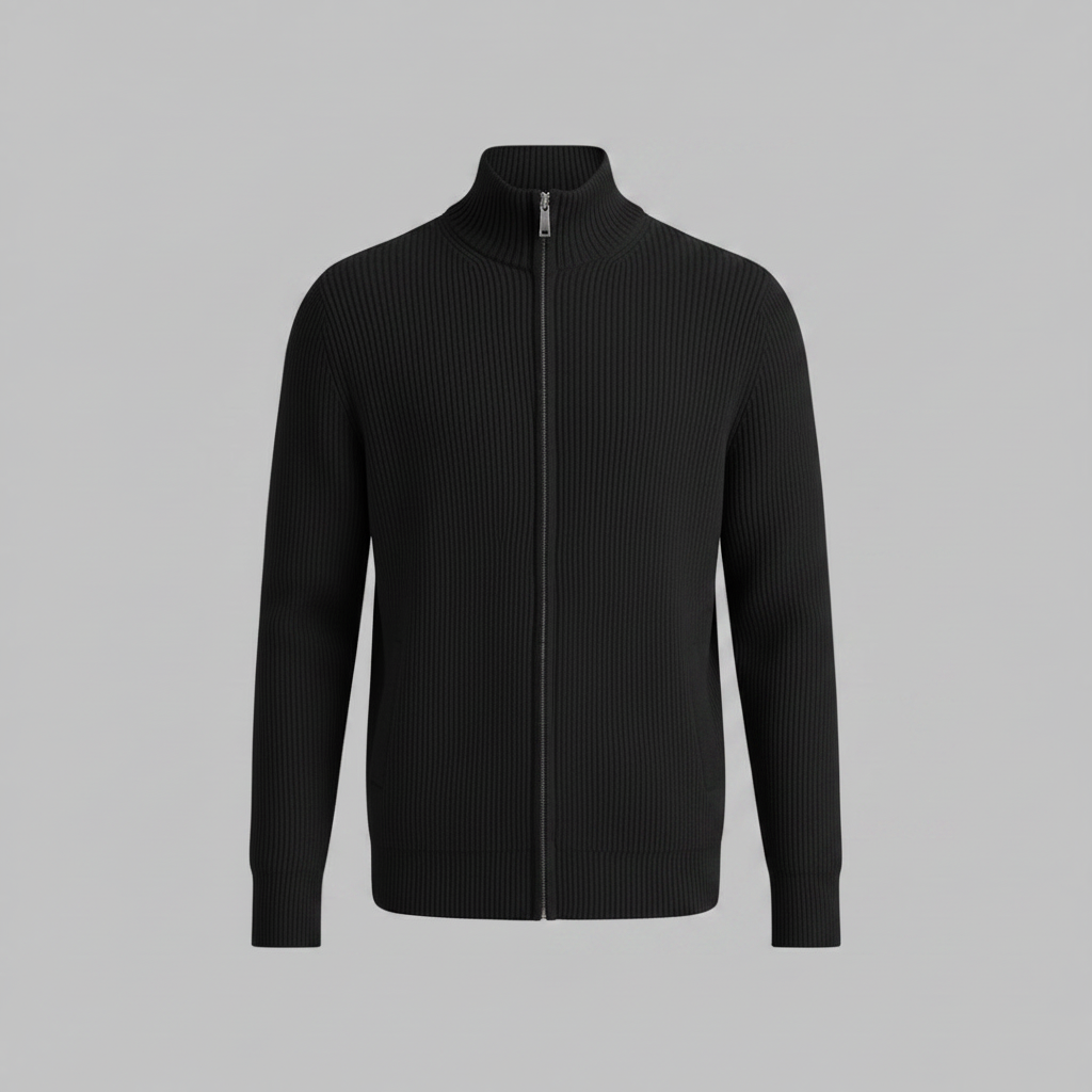 Men's Slim Fit Zip Up Cardigan | Ribbed Knit Design 5