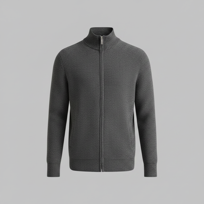 Men's Slim Fit Zip Up Cardigan | Ribbed Knit Design 6