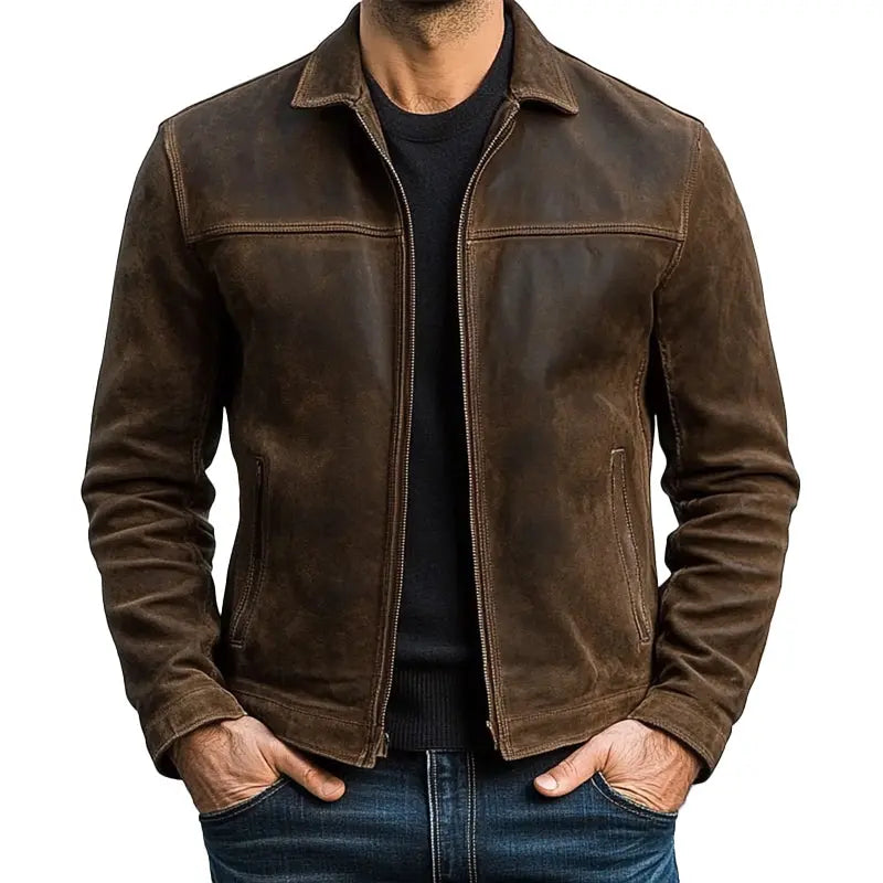 Men's Slim Fit Zipper Leather Jacket