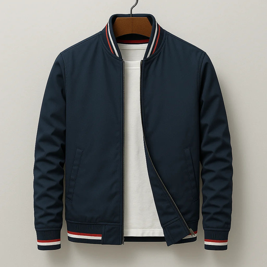 Men's Structured Ribbed Collar Bomber Jacket
