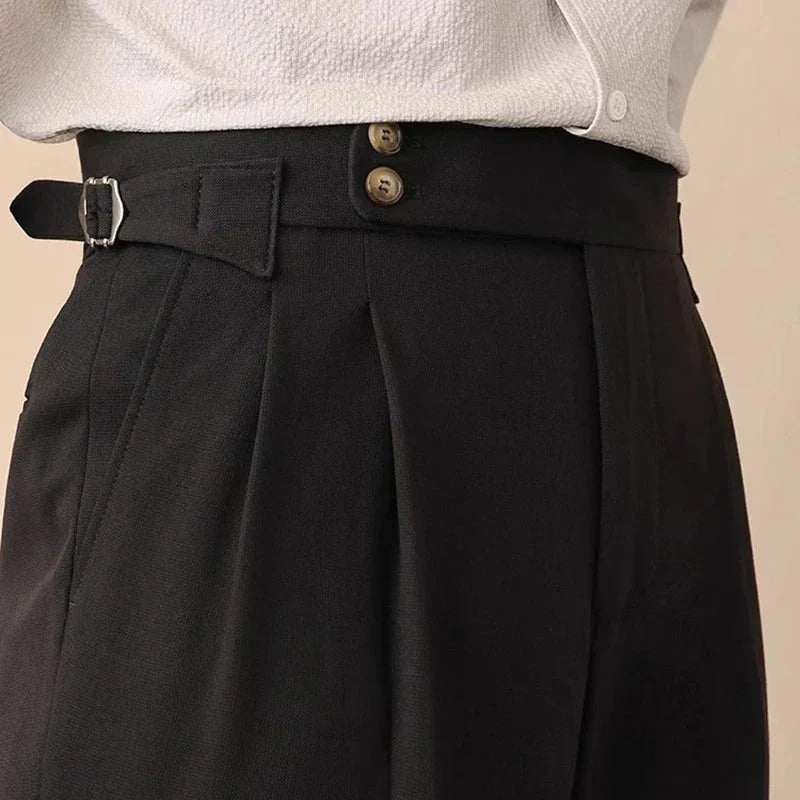 Men's Tailored High Waist Front Pleat Trousers