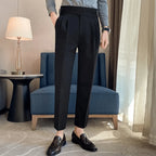 Men's Tailored High Waist Straight Leg Trousers
