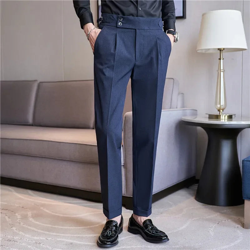 Men's Tailored High Waist Tapered Trousers