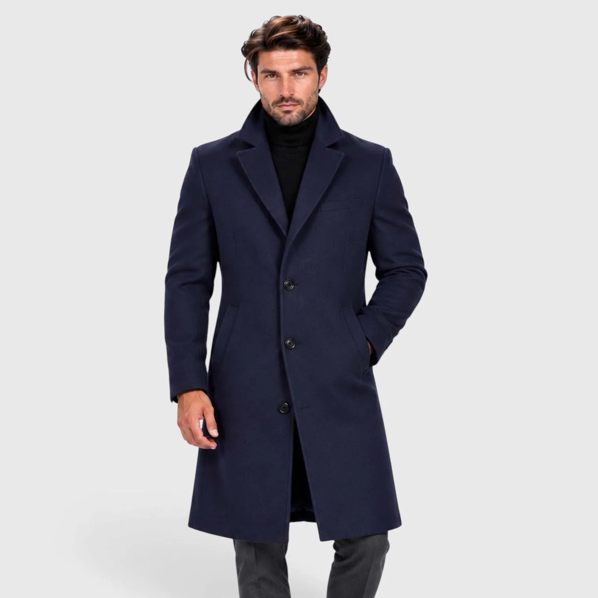Men's Tailored Knee-Length Winter Overcoat