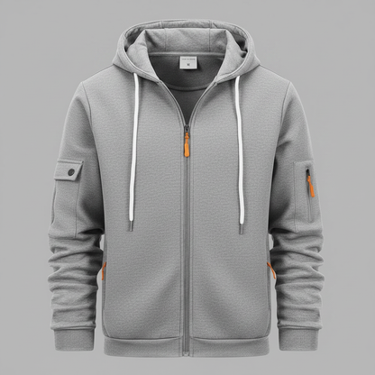 Men's Utility Zip-Up Hoodie | Casual Sweatshirt with Pockets 0