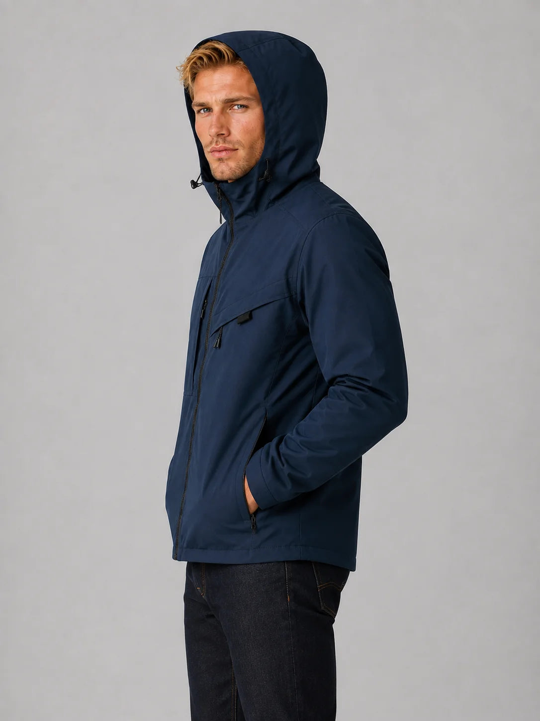 Men's Windproof Water-Resistant Hooded Jacket