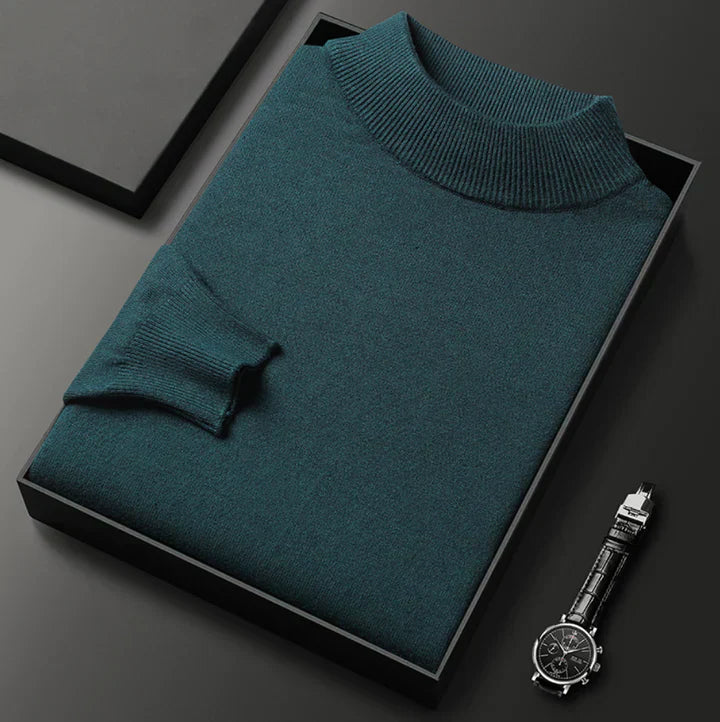 Men's Elegant Warm Turtleneck Winter Sweater in Green