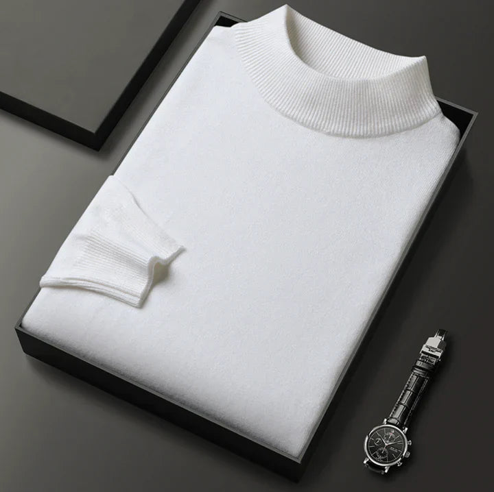 Men's Elegant Warm Turtleneck Winter Sweater in White