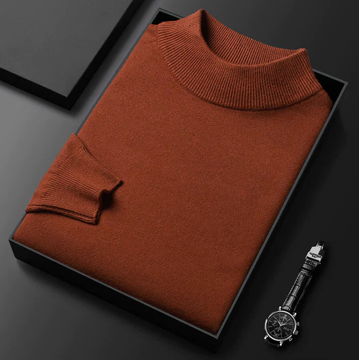 Men's Elegant Warm Turtleneck Winter Sweater in Orange