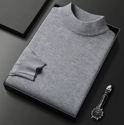 Men's Elegant Warm Turtleneck Winter Sweater in Gray